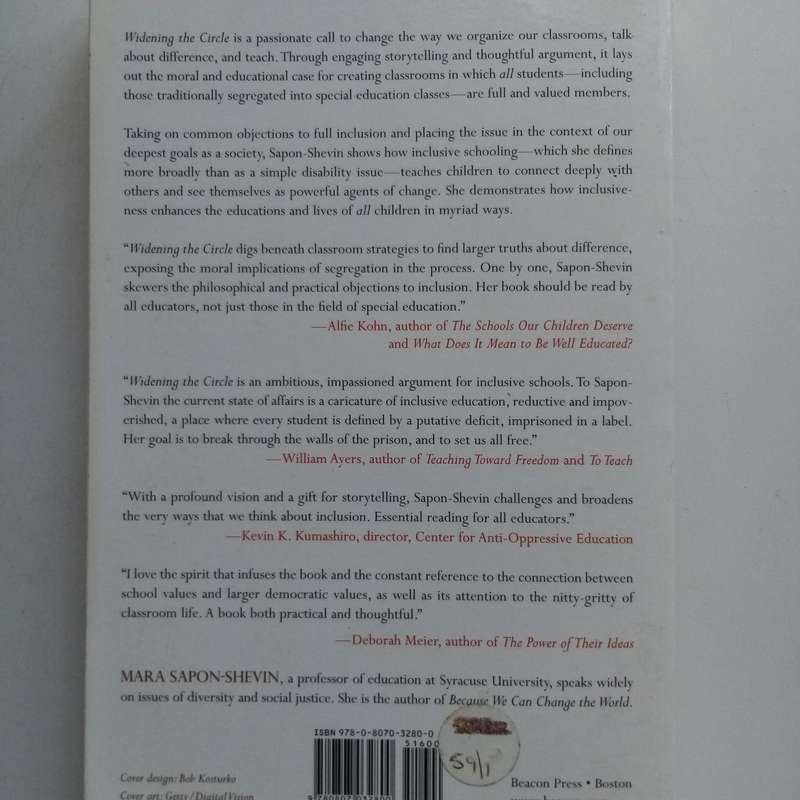 Widening the Circle: The Power of Inclusive Classrooms by Mara Sapon-Shevin - Paperback Edition