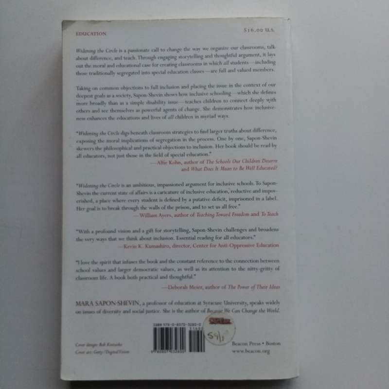 Widening the Circle: The Power of Inclusive Classrooms by Mara Sapon-Shevin - Paperback Edition
