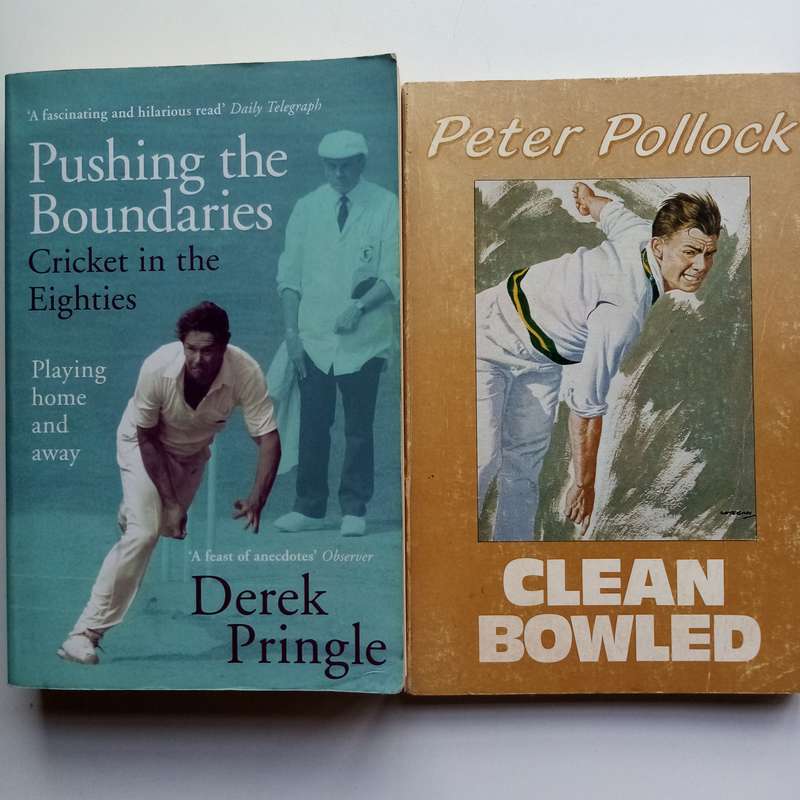 2-Book Cricket Bundle  Pushing the Boundaries by Derek Pringle & Clean Bowled by Peter Pollock