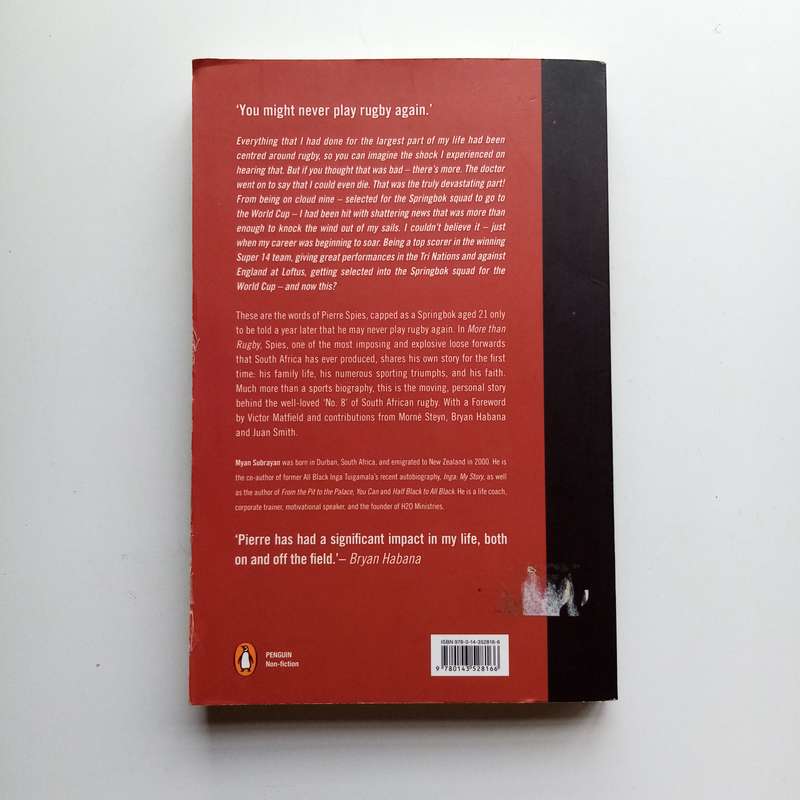 More Than Rugby by Myan Subrayan & Pierre Spies  Inspiring Rugby Memoir