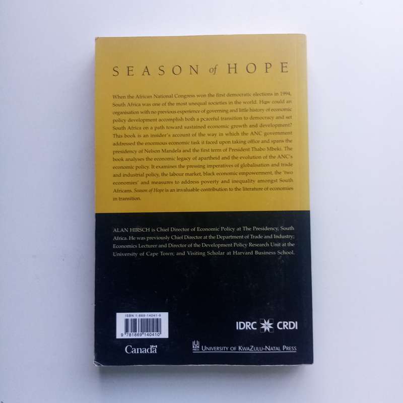 Season of Hope: Economic Reform under Mandela and Mbeki by Alan Hirsch  A Key Analysis of South Afr