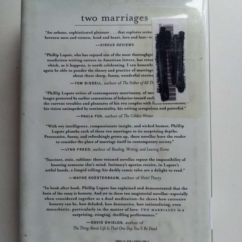 Two Marriages: Novellas Author: Phillip Lopate