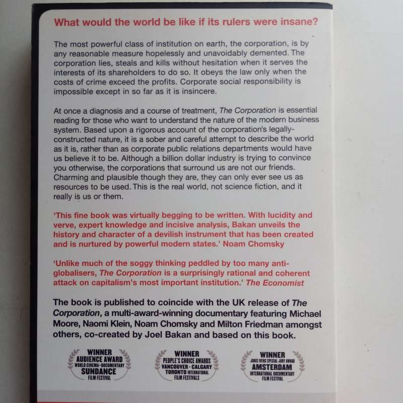The Corporation by Joel Bakan | Profit, Power, Capitalism, Business Ethics, Documentary Book