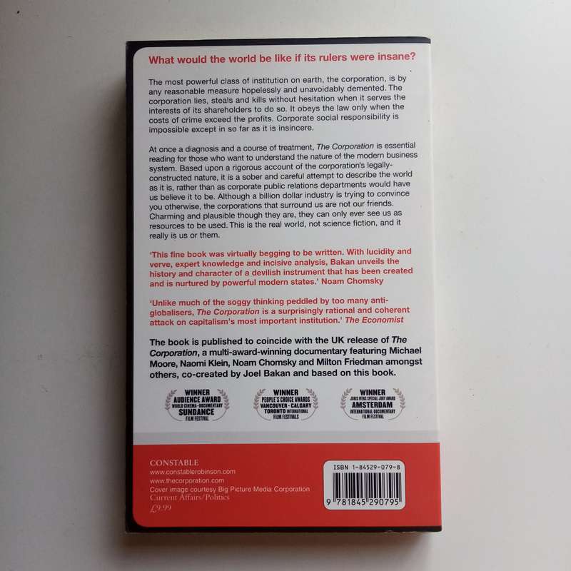 The Corporation by Joel Bakan | Profit, Power, Capitalism, Business Ethics, Documentary Book