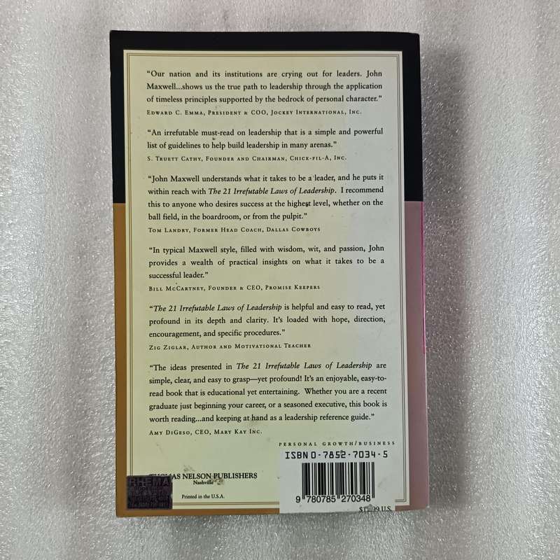 The 21 Irrefutable Laws of Leadership by John C. Maxwell | Influence, Growth, Leadership Guide