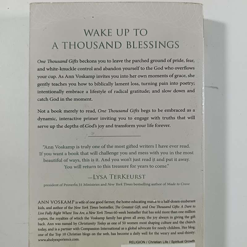 One Thousand Gifts by Ann Voskamp | Christian Memoir, Gratitude, Faith, Spiritual Growth