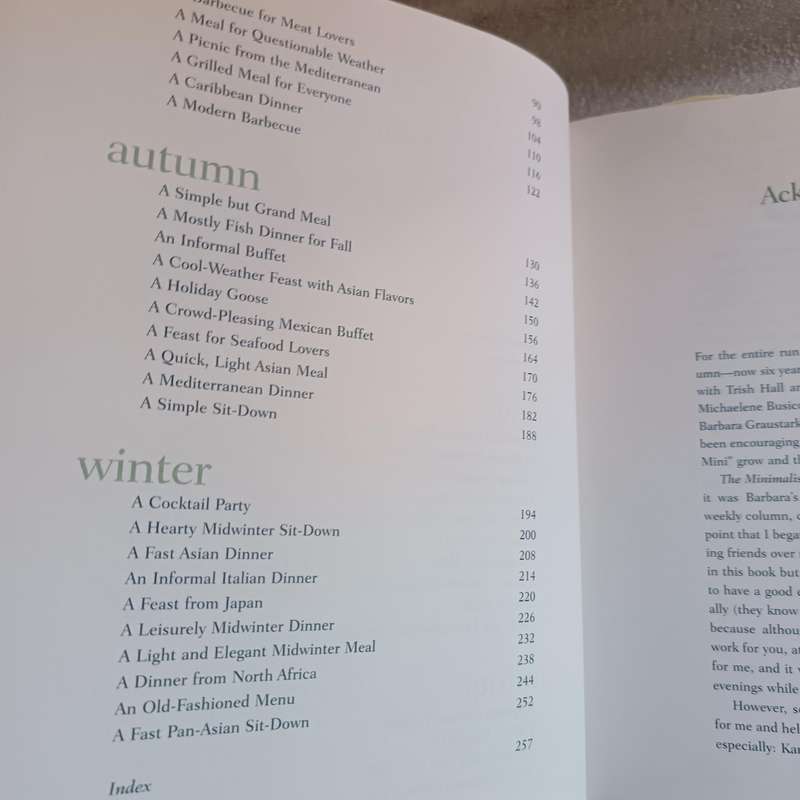 The Minimalist Entertains by Mark Bittman  Hardcover, Seasonal Party Menus