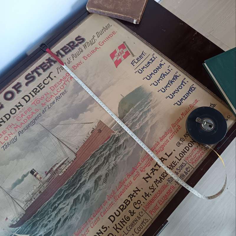 Rare 1900s SS Umtata Natal Line Steamship Poster  Durban to London Maritime Print