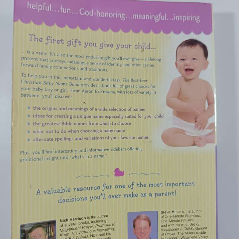 The BestEver Christian Baby Name Book by Nick Harrison & Steve Miller |  Christian Baby Names