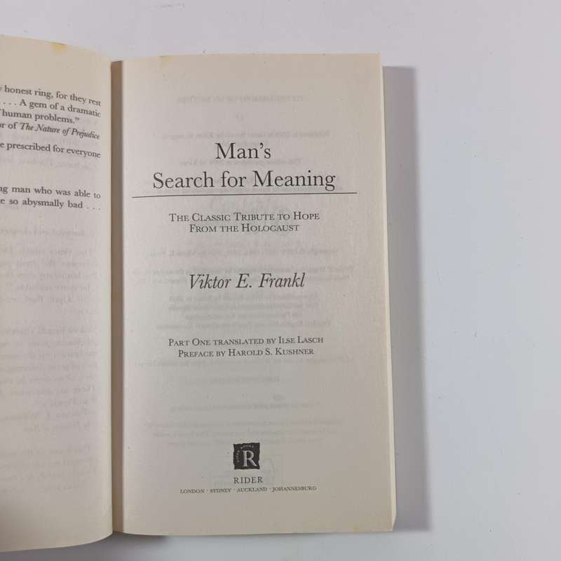 Mans Search for Meaning by Viktor E.Frankl | Spiritual Memoir & Logotherapy Classic