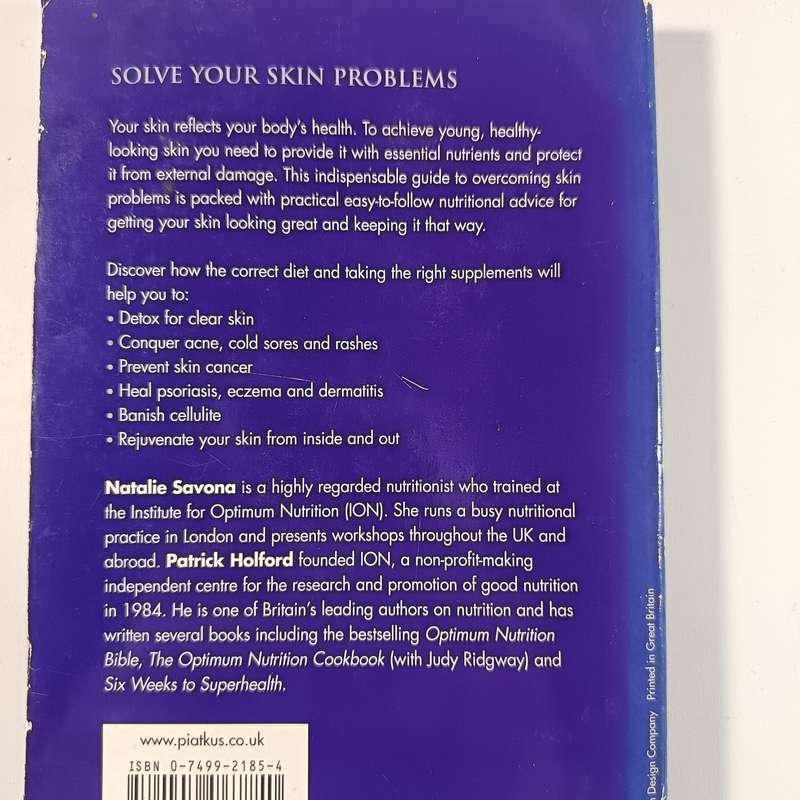 Solve Your Skin Problems by Patrick Holford & Natalie Savona | Natural Nutrition to Clear Skin