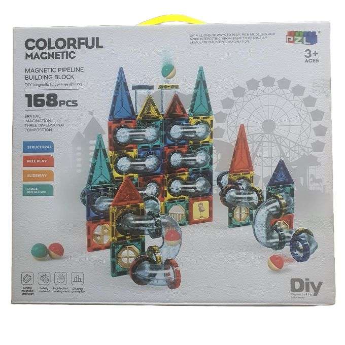 168 Piece Educational Colorful Magnetic Pipeline Building Block Set