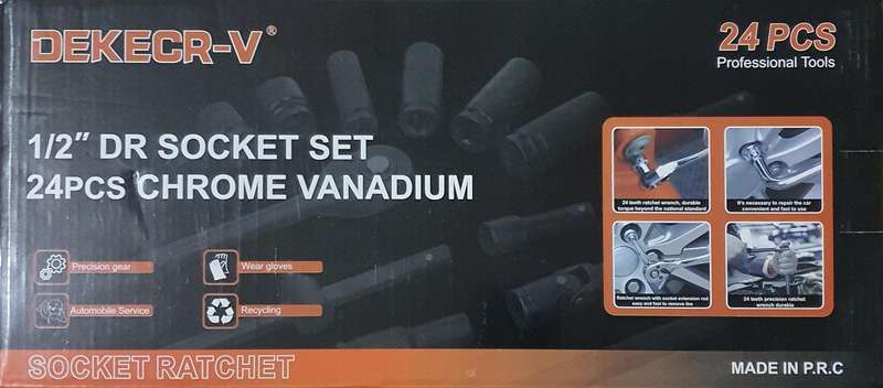 24pcs 1/2" Drive Set Chrome Vanadium