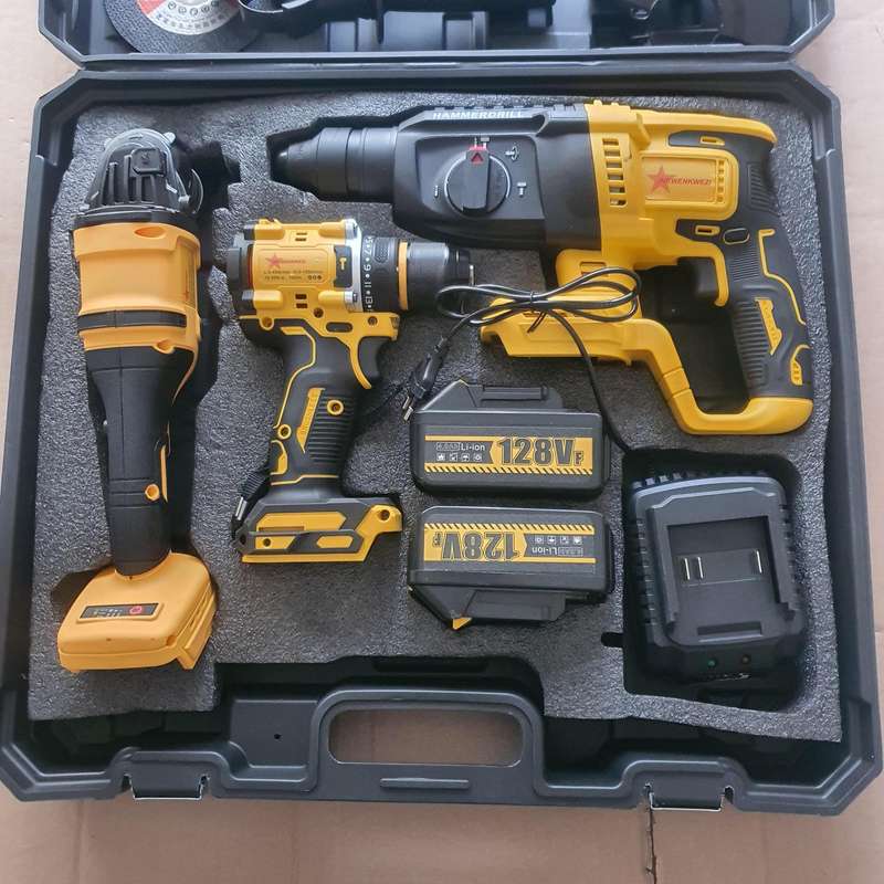 3 in 1 Combo 128V Tool Set  - Hammer Drill, Grinder and Drill