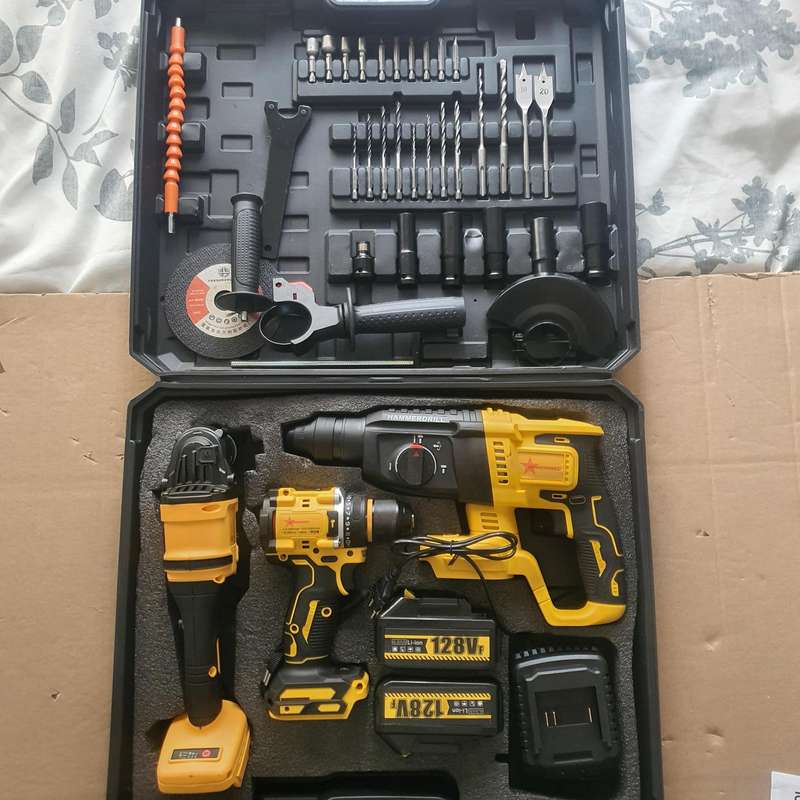 3 in 1 Combo 128V Tool Set  - Hammer Drill, Grinder and Drill