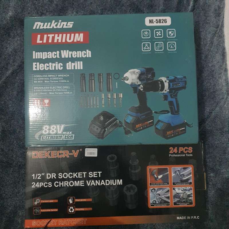 24pcs Socket and 88V 2 in 1 Tool Set Combo