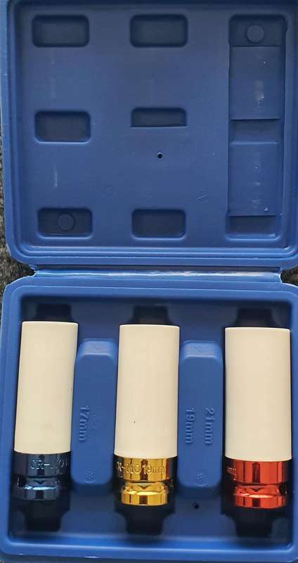 3pcs 1/2" Thin Wall Deep Impact Socket Set Plastic Sleeve