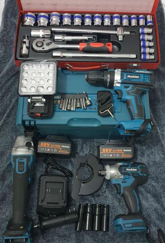 4 in 1 Cordless Power Combo Kit - 24pcs 1/2" Drive Set Chrome Vanadium