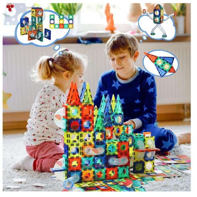 168 Piece Educational Colorful Magnetic Pipeline Building Block Set