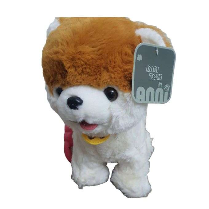 Plush walking Dog - White and brown - 26cm