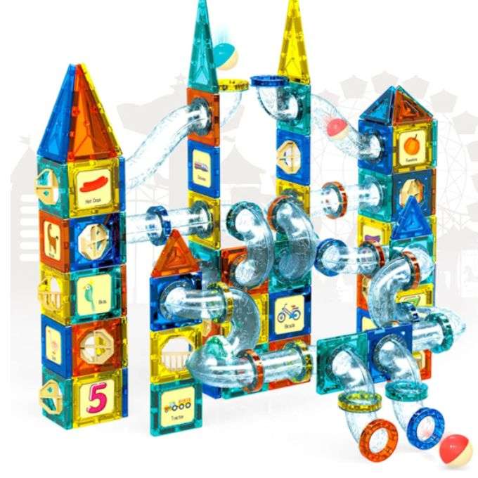 168 Piece Educational Colorful Magnetic Pipeline Building Block Set