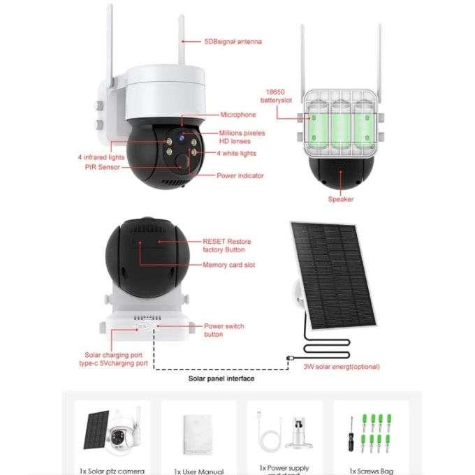 Solar Wireless 5MP Colour Night Vision Security Outdoor Camera