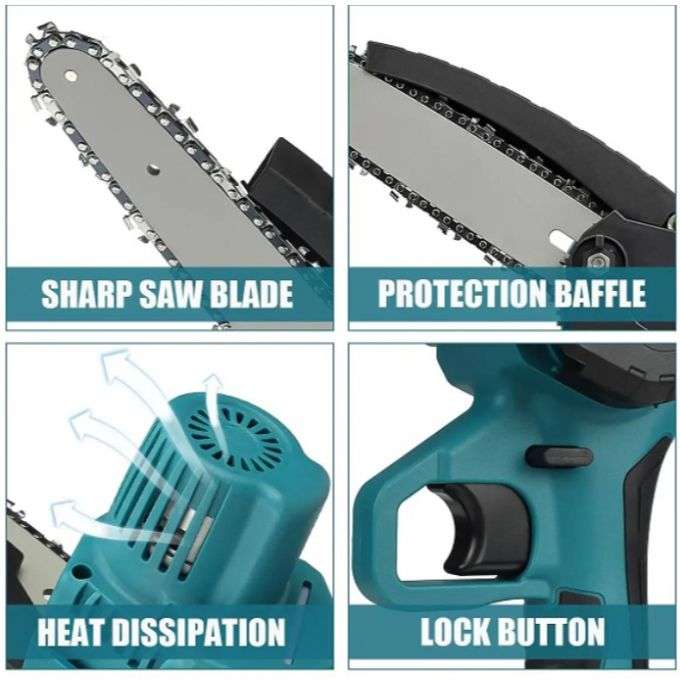Rechargeable Chainsaw With Two 25V Lithium Batteries 7500 Mah