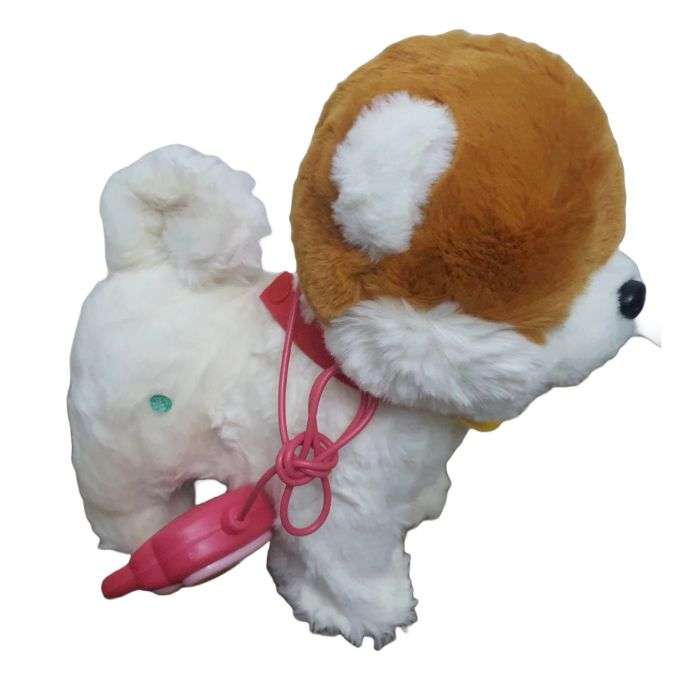 Plush walking Dog - White and brown - 26cm