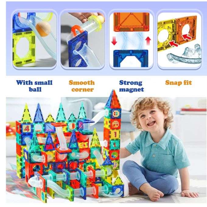 168 Piece Educational Colorful Magnetic Pipeline Building Block Set