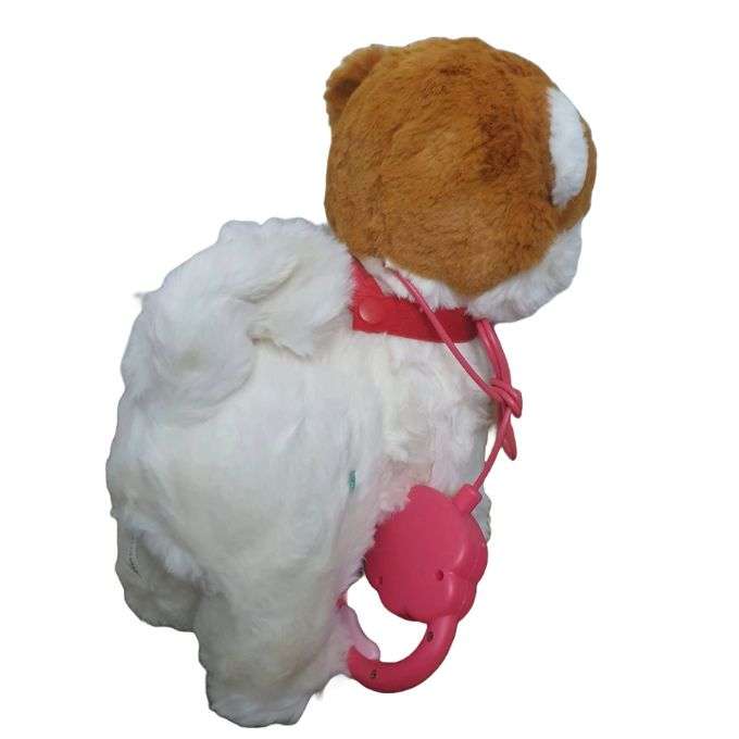 Plush walking Dog - White and brown - 26cm