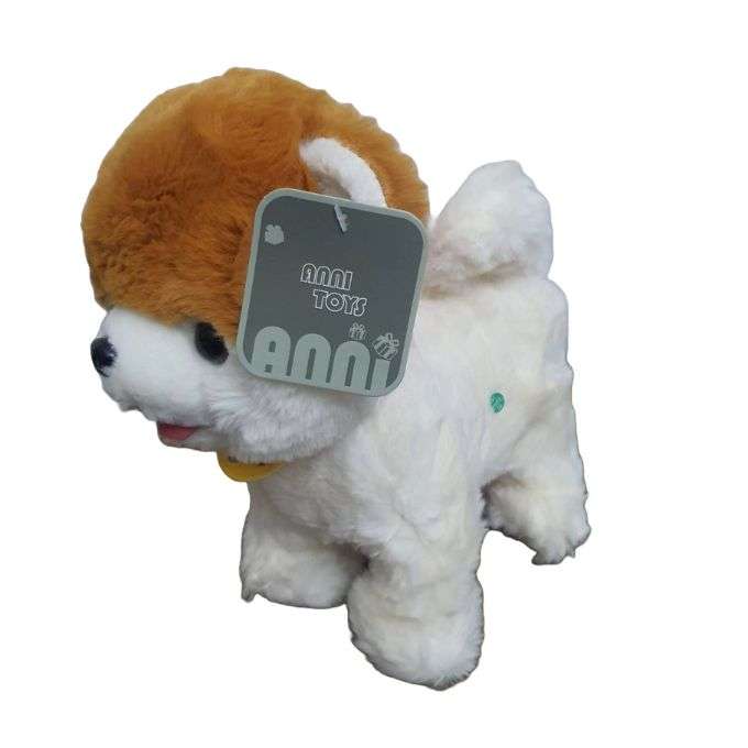 Plush walking Dog - White and brown - 26cm
