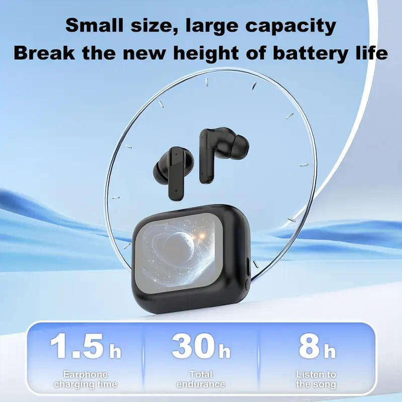 Quality Wireless Headphones -LCD Touch Screen Music Control, In-Ear, Microphone, USB-C Charging