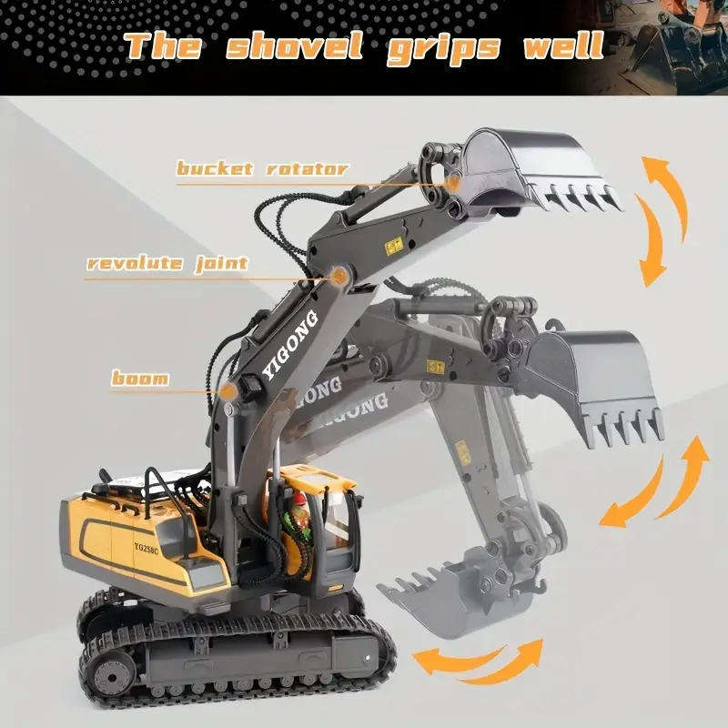 Excavator - 11 Channel Remote Control, Full Range of Motion, USB Rechargeable
