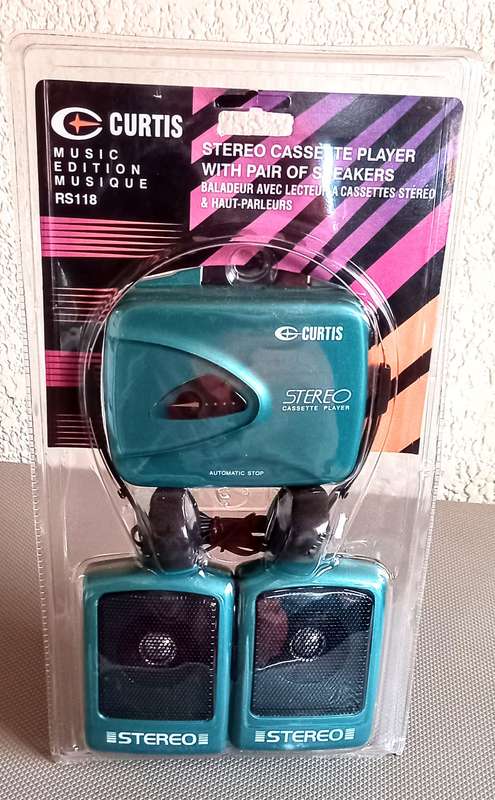 Vintage Stereo Cassette Player with Earphones & External Speakers