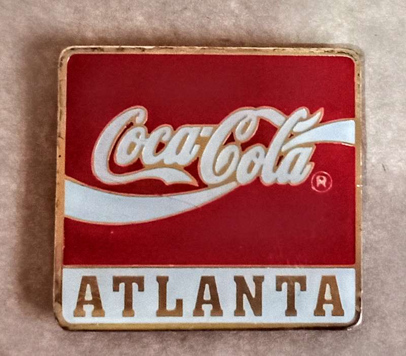 Rare & Original The Coca Cola Company 1994 Olympics Badge with Magnet attached. Gilded Metal