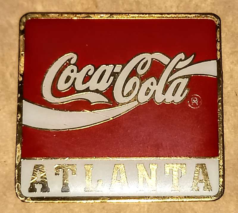 Rare & Original The Coca Cola Company 1994 Olympics Badge with Magnet attached. Gilded Metal