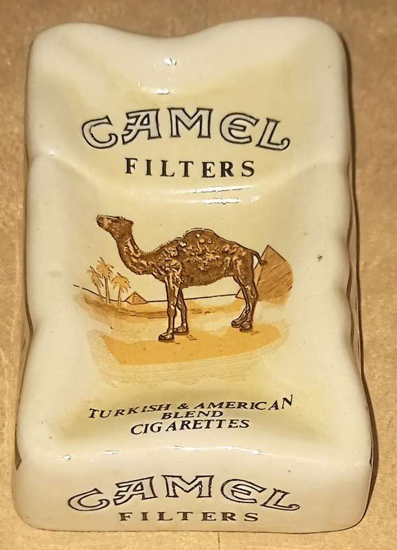 Vintage! Camel Filters - Rare - Crushed Cigarette Pack - Ceramic Ashtray