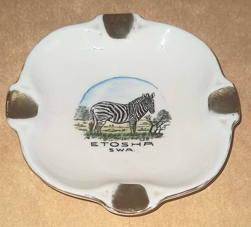Handpainted Etosha SWA  Ceramic Ashtray. 10cm Diameter