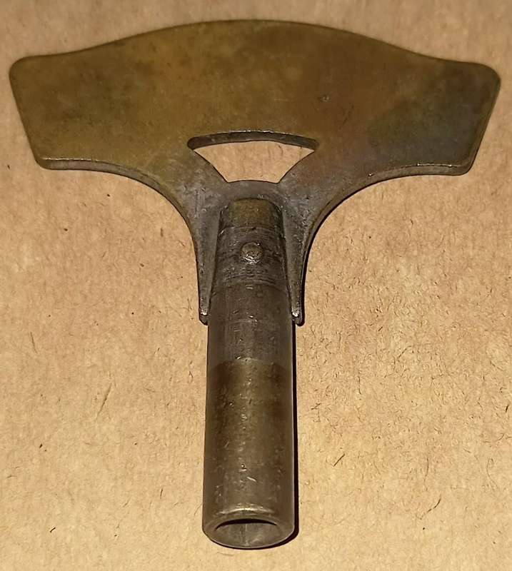 Large Vintage Brass Clock Winding Key. Square Hole. 6.5cm Overall Length