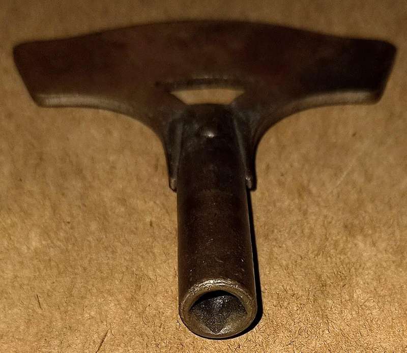 Large Vintage Brass Clock Winding Key. Square Hole. 6.5cm Overall Length