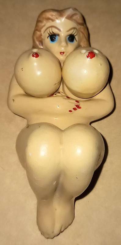 Vintage Crown Fine Ceramics Nude Girl Salt & Pepper Shakers. 12cm x 6.5cm