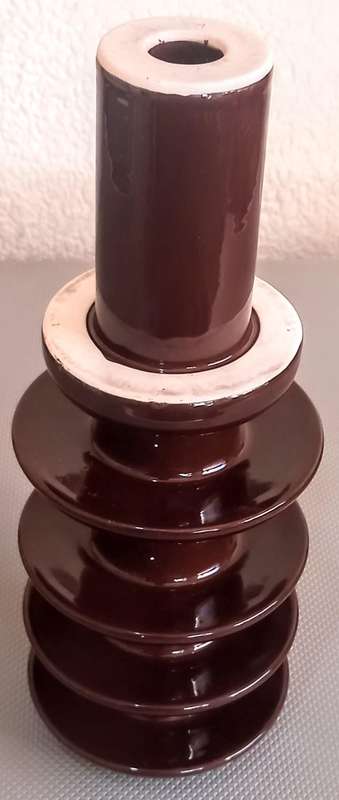 Vintage Brown Glazed Porcelain High Voltage Insulator made in England