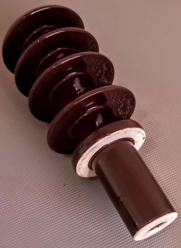Vintage Brown Glazed Porcelain High Voltage Insulator made in England