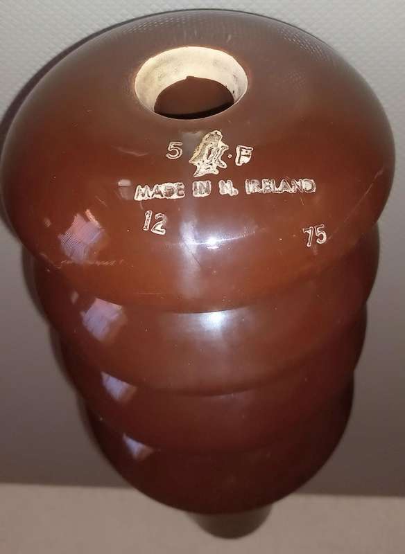 Vintage Brown Glazed Porcelain High Voltage Insulator made in England