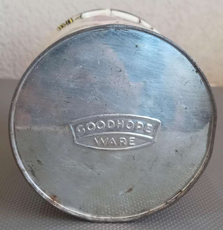 Vintage GoodHope Ware Tin. 13.5cm Height x 11cm Diameter