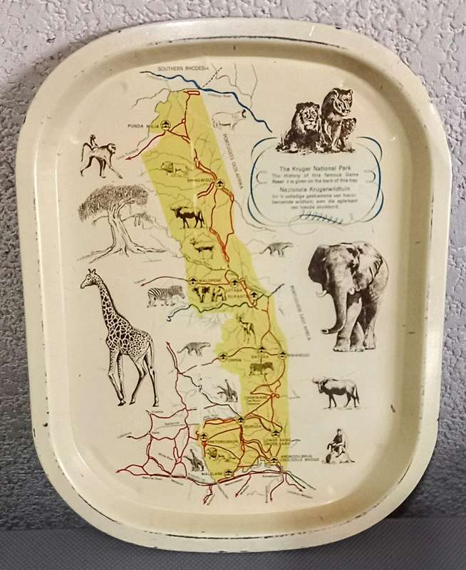 History of The Kruger National Park Vintage Metal Tray. 41cm x 31.5cm