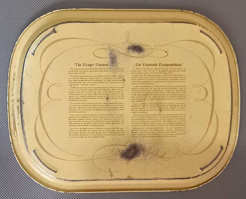 History of The Kruger National Park Vintage Metal Tray. 41cm x 31.5cm