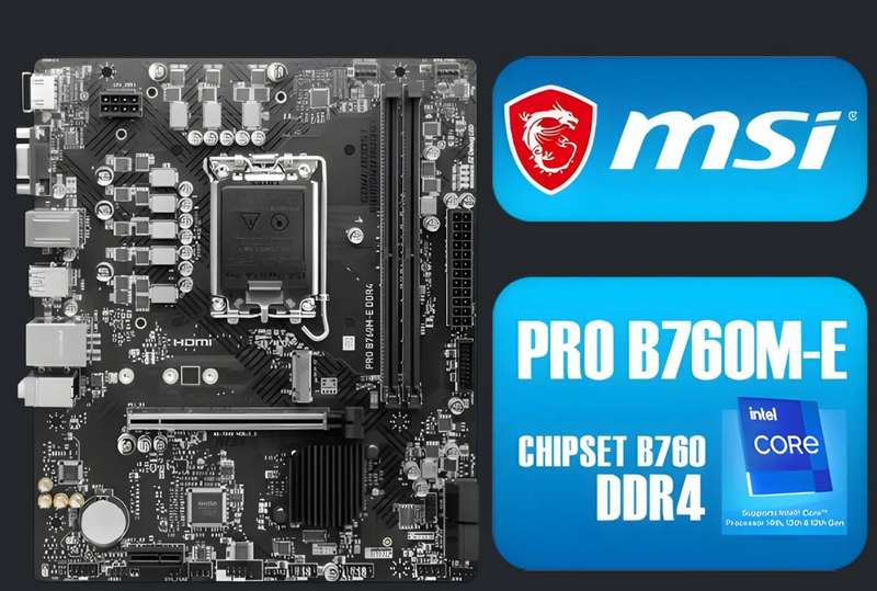 MSI PRO B760M-E DDR4 mATX Motherboard (Supports 12th/13th Gen Intel Processors)