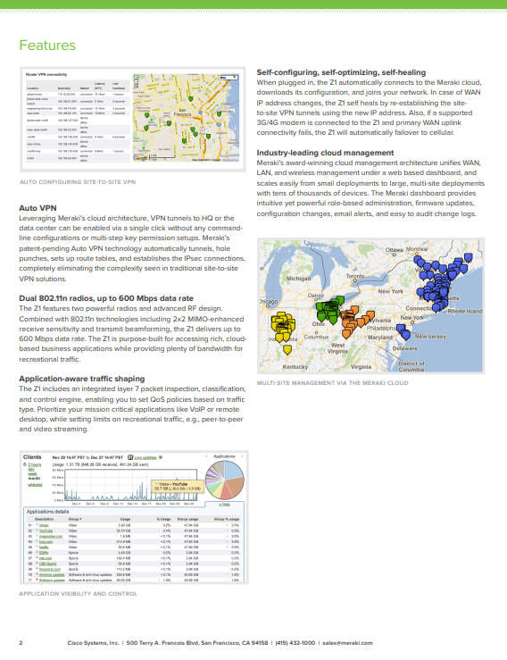 Cisco Meraki Z1 Cloud-Managed teleworker Gateway
