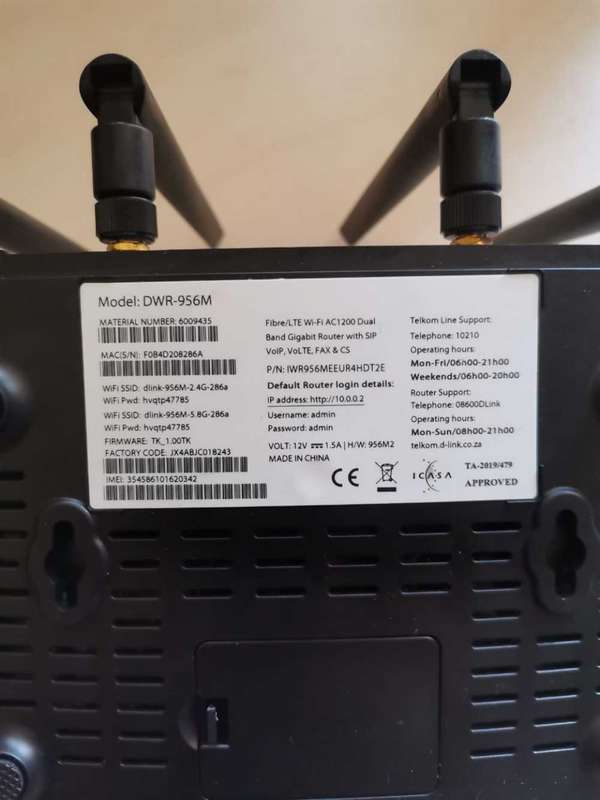 D-Link DWR-956M/T2 Fibre/LTE Wi-Fi AC1200 Dual Band Router